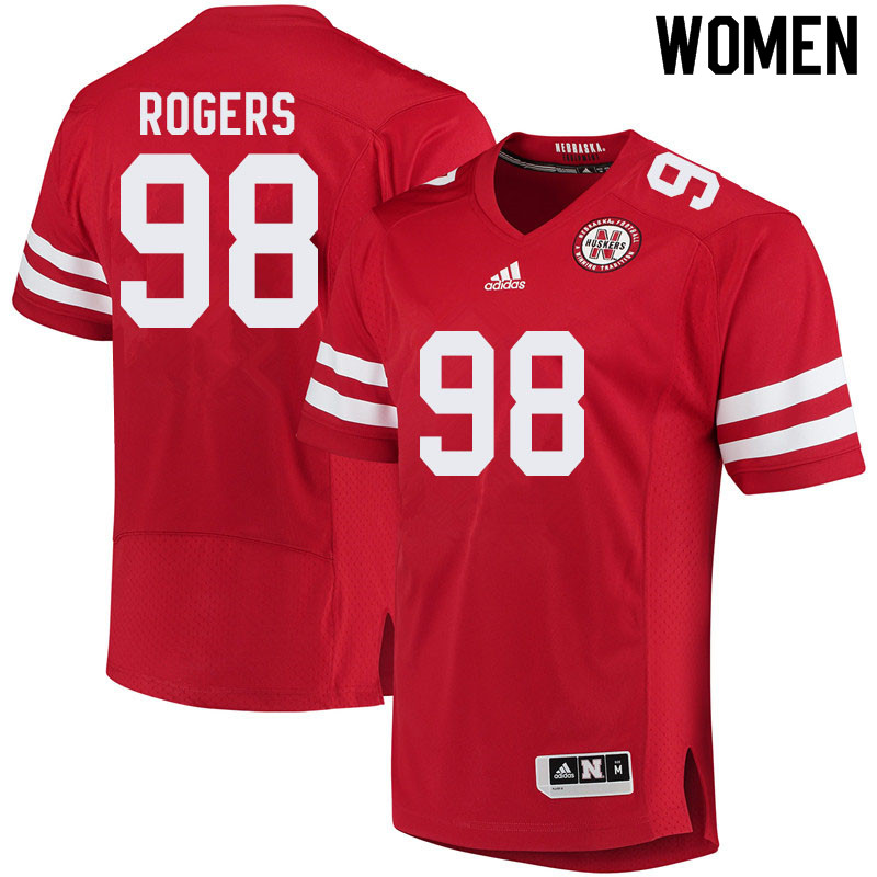 Women #98 Casey Rogers Nebraska Cornhuskers College Football Jerseys Sale-Red